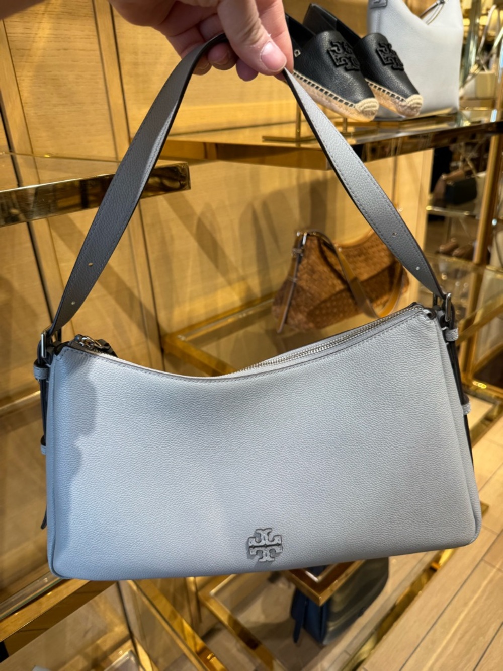 Tory Burch Thea Zip Top Leather Shoulder Bag